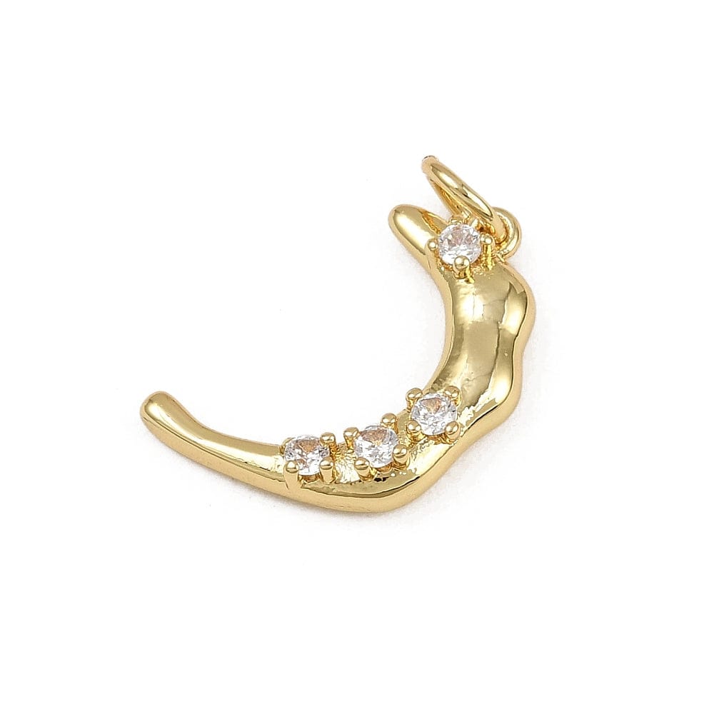 Måne Vedhæng Med Zirkonia – 18K Langtidsholdbar Forgyldt (19x12x4mm) - Uniq Perler - 115706