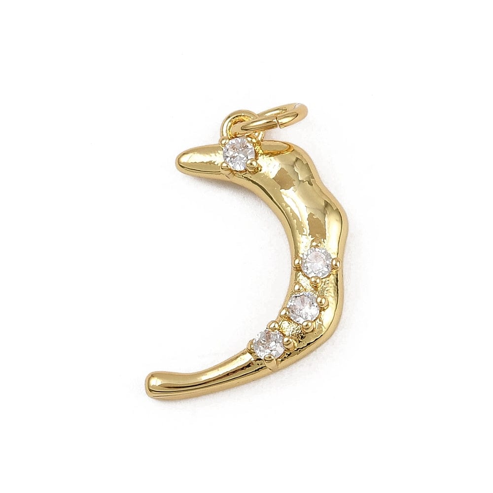 Måne Vedhæng Med Zirkonia – 18K Langtidsholdbar Forgyldt (19x12x4mm) - Uniq Perler - 115706