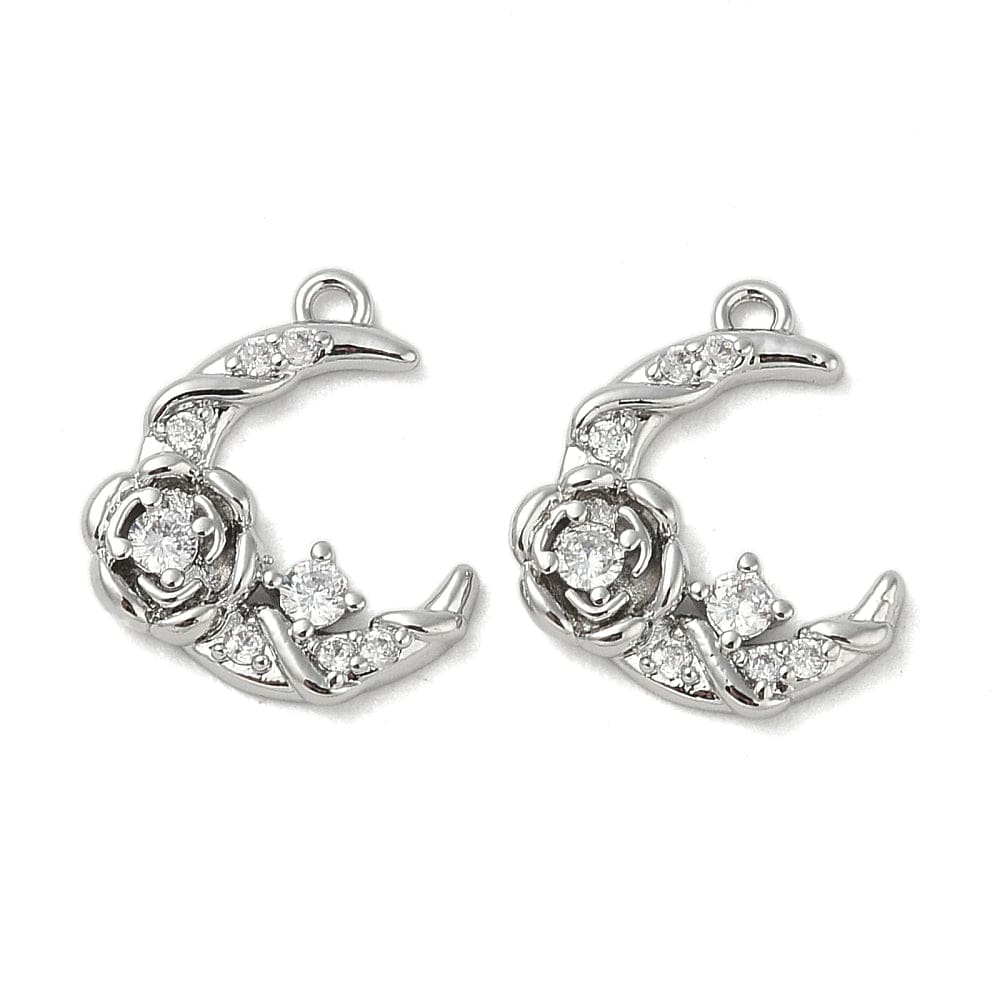 Måne Vedhæng Med Zirkonia Sten, 15x13 mm - Uniq Perler - 113982