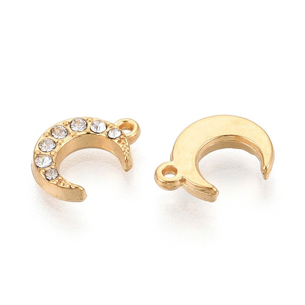 Mond Anhänger Wasserdicht vergoldet Stahl – (10x8mm) 2 Stk. - Uniq Perler -