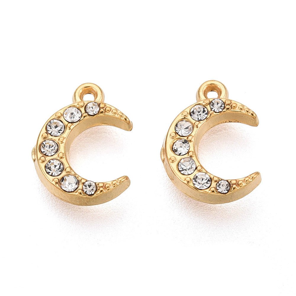 Mond Anhänger Wasserdicht vergoldet Stahl – (10x8mm) 2 Stk. - Uniq Perler -