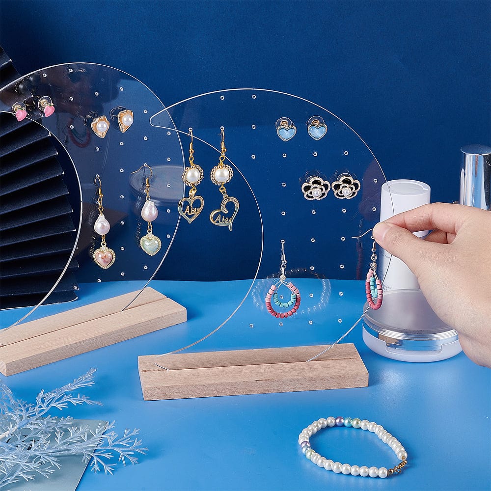 Måneformet Akryl Display Med Træfod - Uniq Perler - 113591