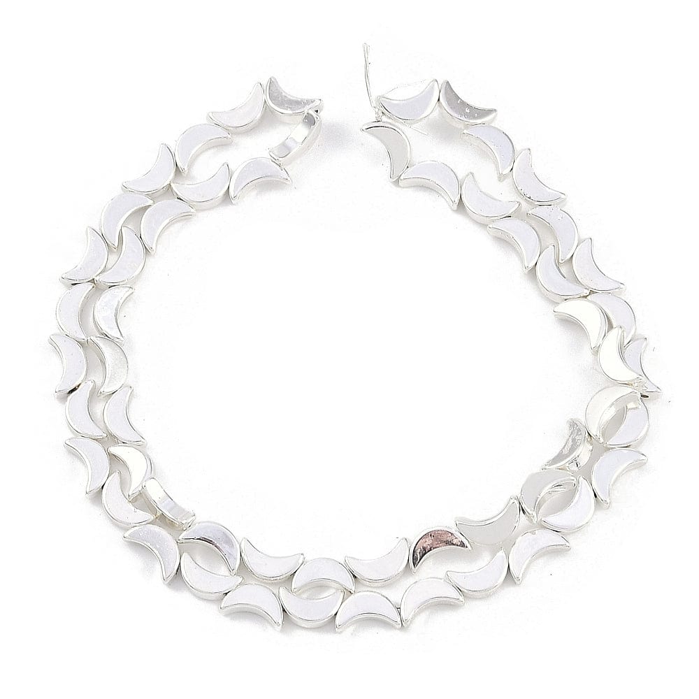 Måneformet Hæmatit – Forsølvet (8,5x5mm) - Uniq Perler - 113914