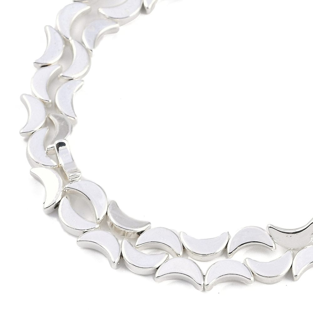 Måneformet Hæmatit – Forsølvet (8,5x5mm) - Uniq Perler - 113914