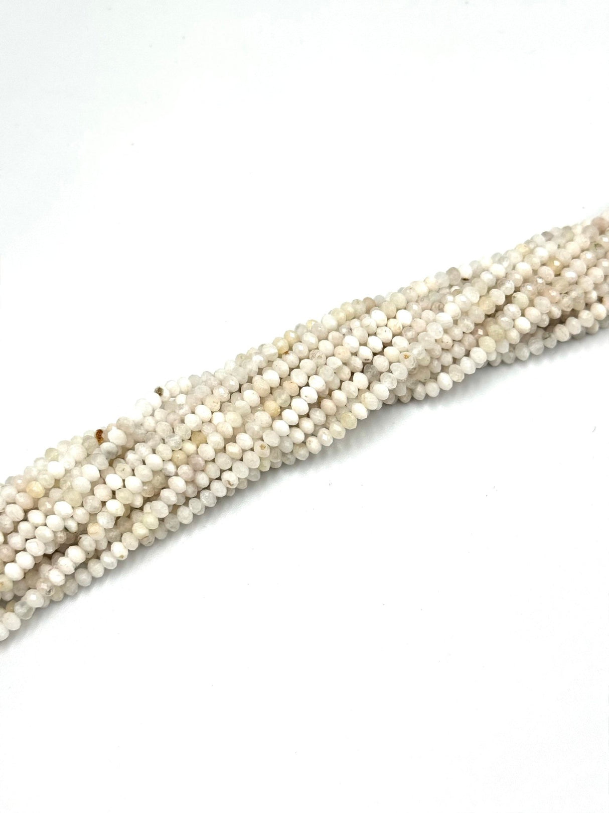 Månesten – Facetteret Rondel, Hvid (4x3mm) - Uniq Perler - 026297