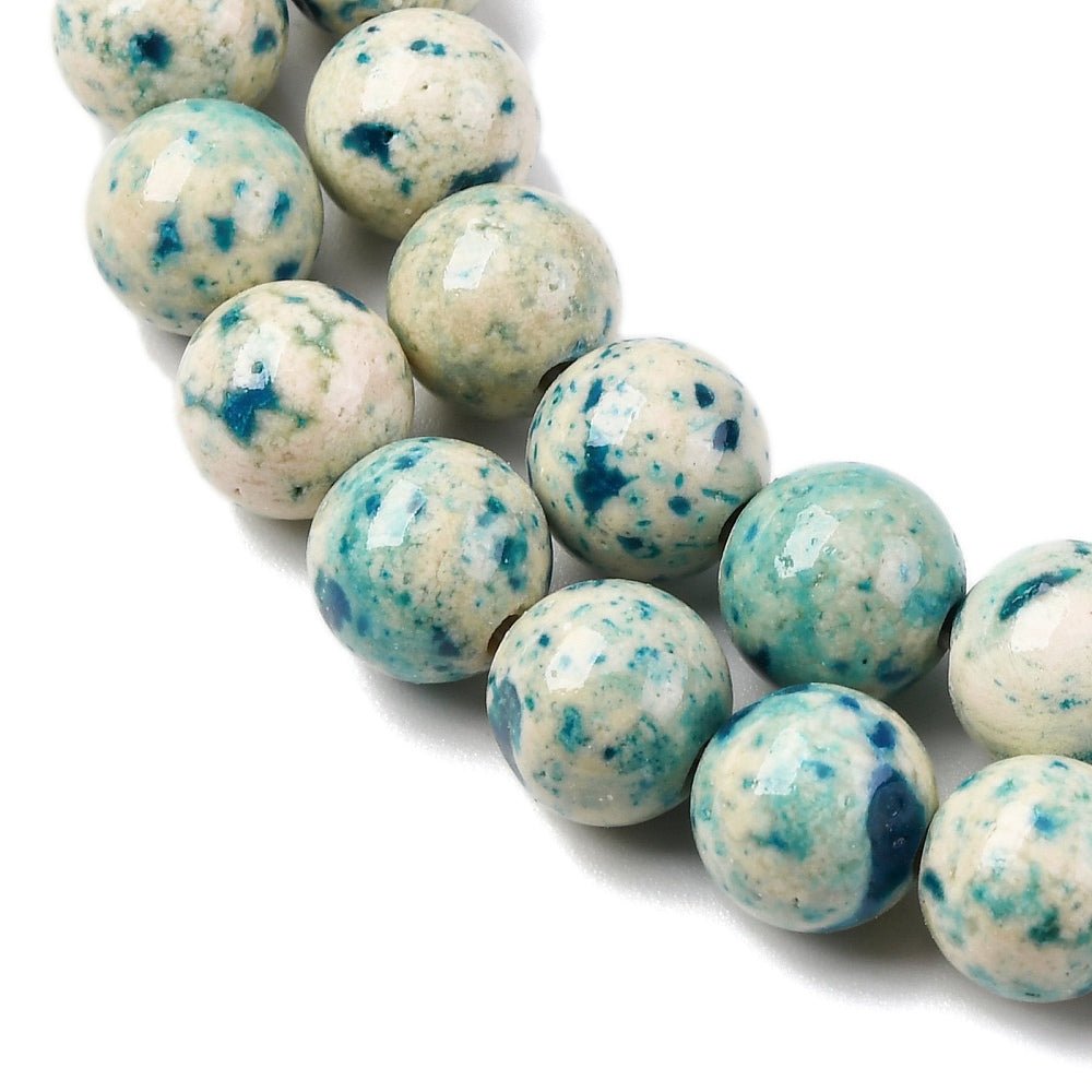 Marmor Perlestreng – Farvet, Mørk Turkis, Runde Perler (8.5mm) - Uniq Perler -