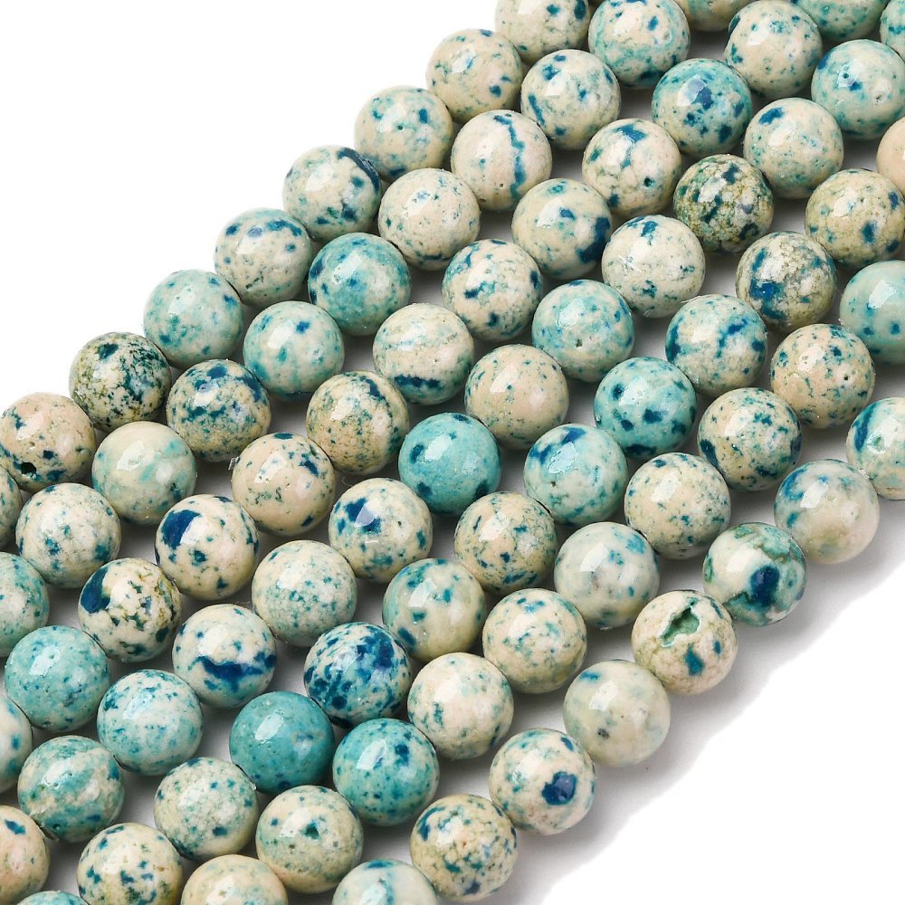 Marmor Perlestreng – Farvet, Mørk Turkis, Runde Perler (8.5mm) - Uniq Perler -