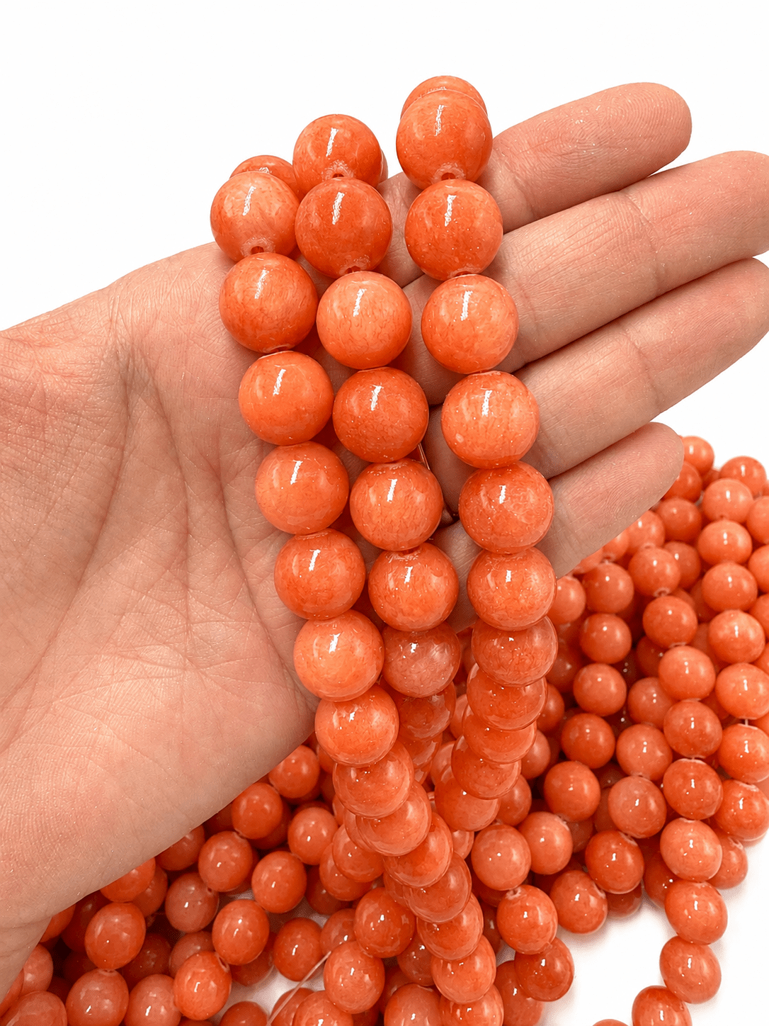Mashan Jade - Orange Runde (12mm) - Uniq Perler - 113983, 78715002567993337118599284