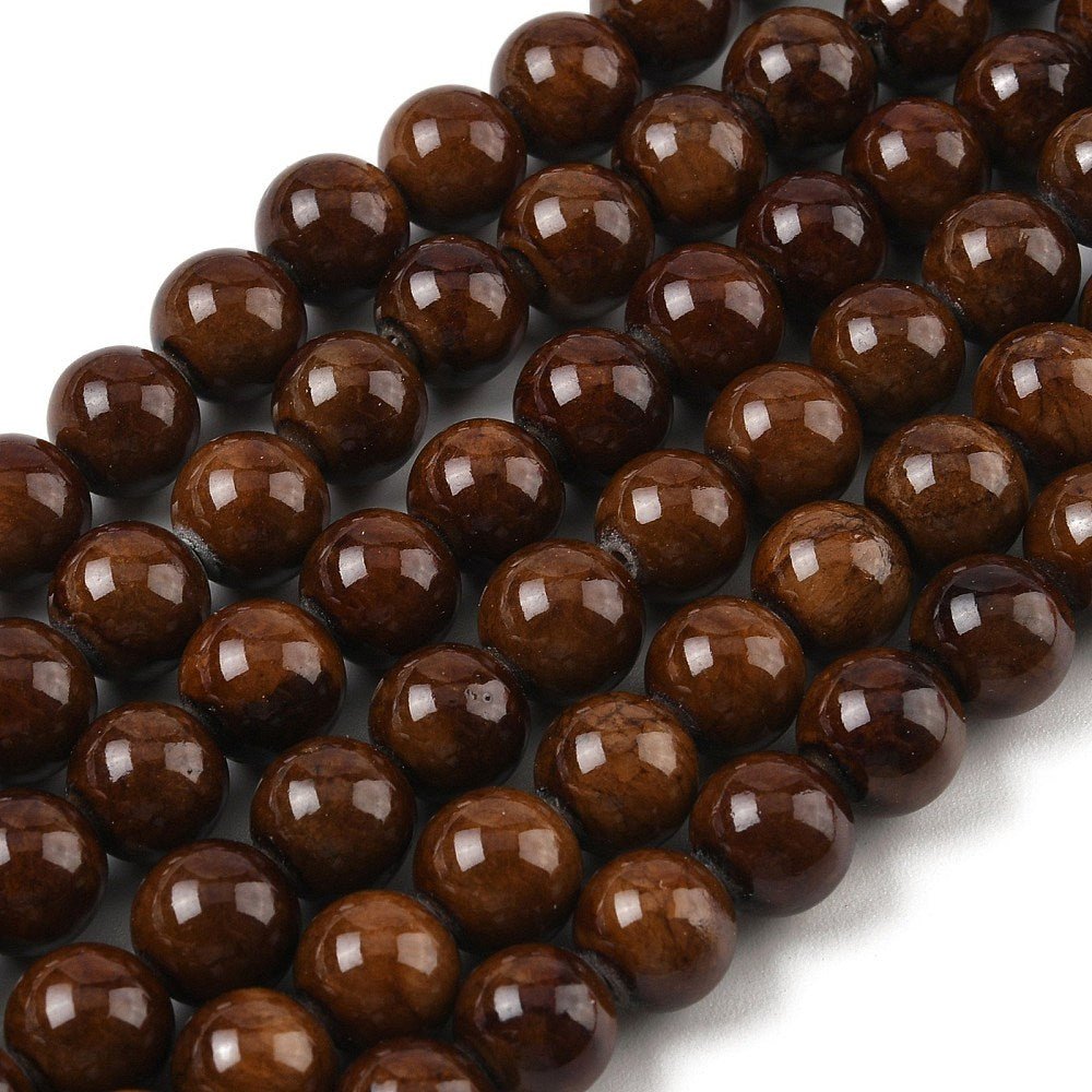 Mashan Jade Perler – Brun, Runde (10mm) - Uniq Perler - 125915