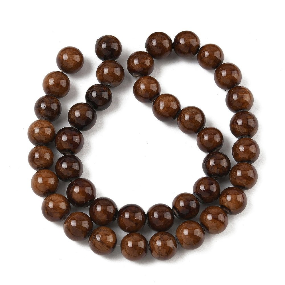 Mashan Jade Perler – Brun, Runde (10mm) - Uniq Perler - 125915