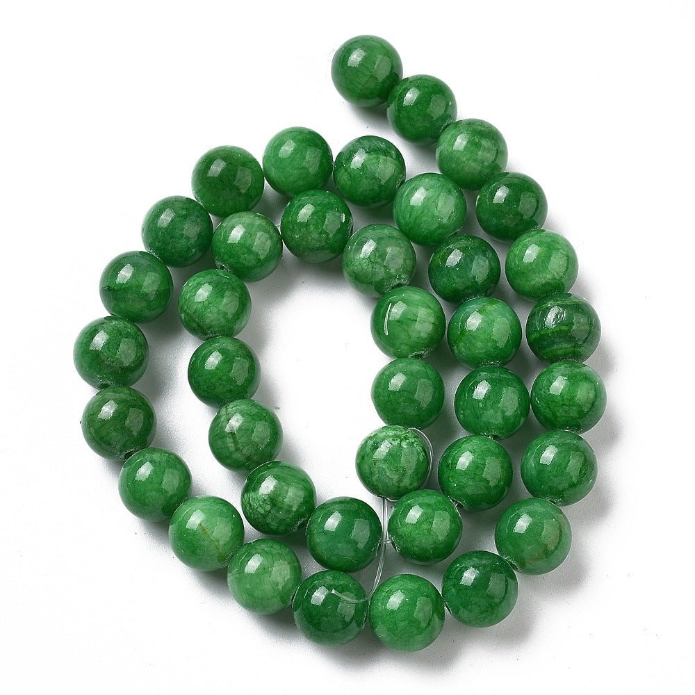 Mashan Jade Perler – Mørk Grøn, Runde (10mm) - Uniq Perler -