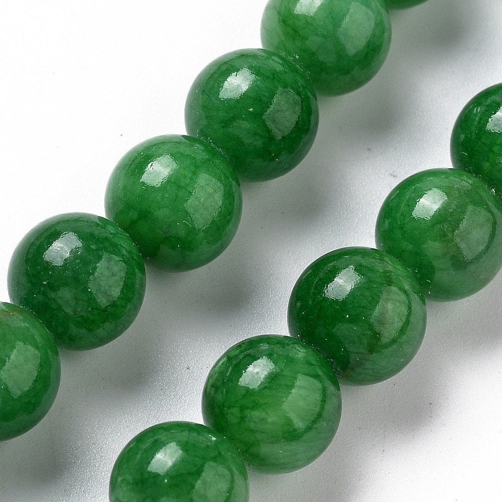 Mashan Jade Perler – Mørk Grøn, Runde (10mm) - Uniq Perler -