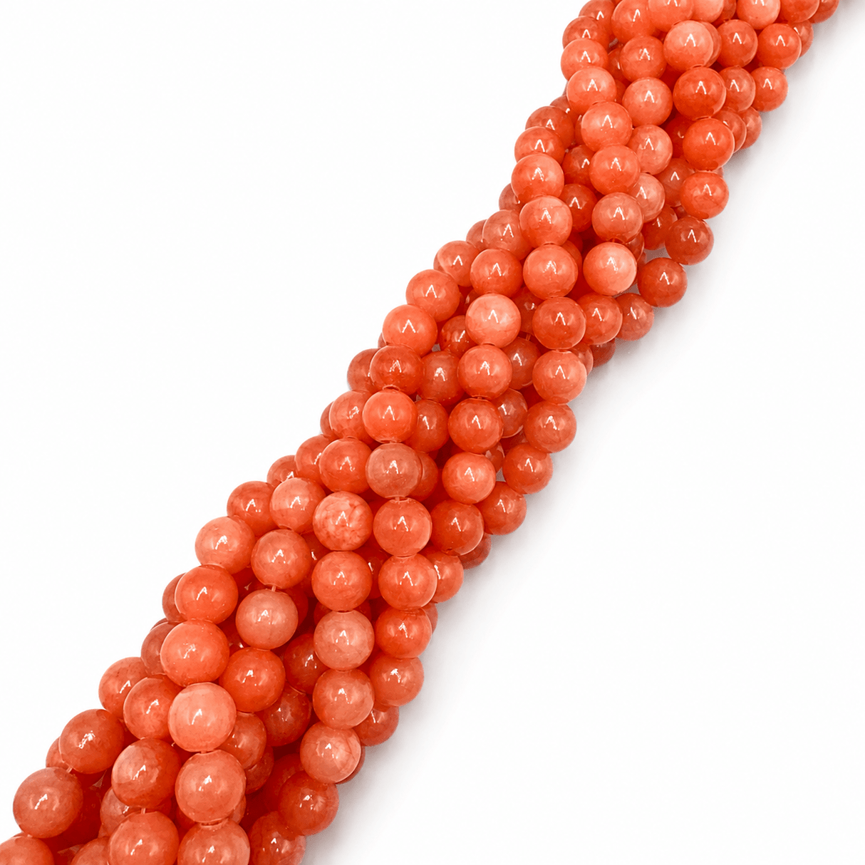 Mashan Jade Perler – Orange, Runde (8mm) - Uniq Perler - 122350