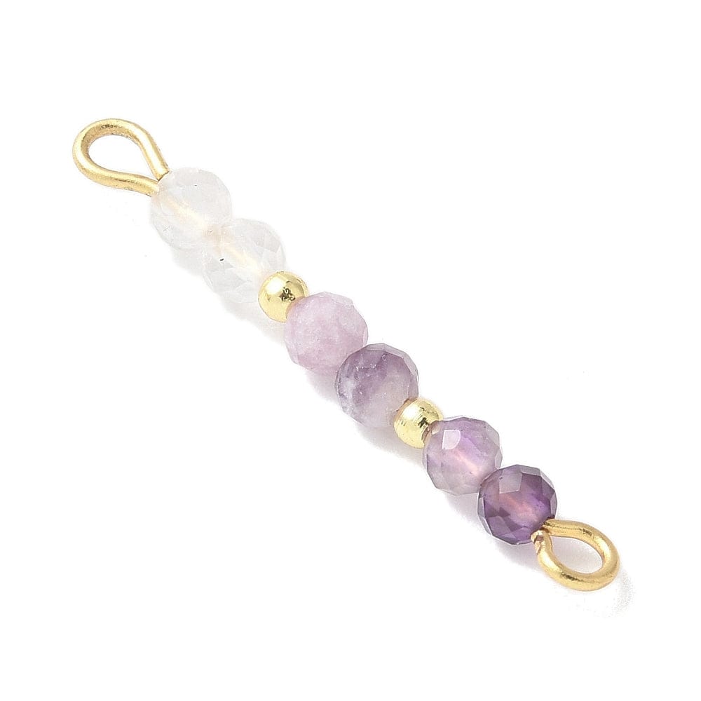 Mellemled – Lilla, Natursten, Forgyldt Stål (26,5mm) 2 stk. - Uniq Perler - 114773