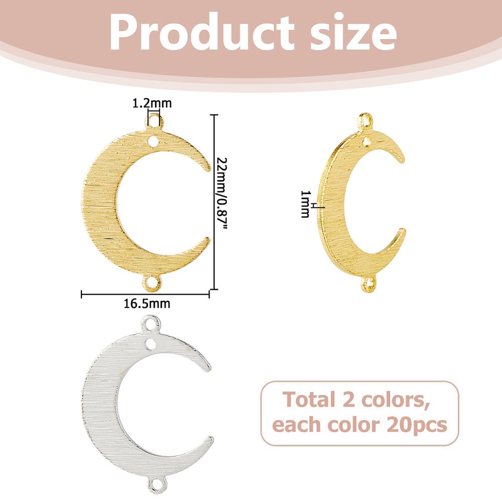 Mellemled Måne – 2 Farver Langtidsholdbar (22mm, 40 stk) - Uniq Perler - 117683