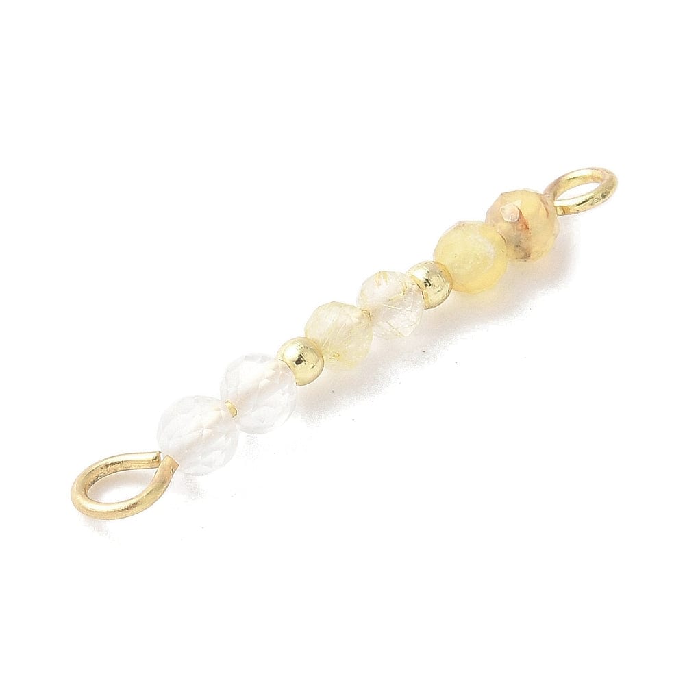 Mellemled Med Gul Natursten - Forgyldt Stål (26,5mm), 2 stk. - Uniq Perler - 115040