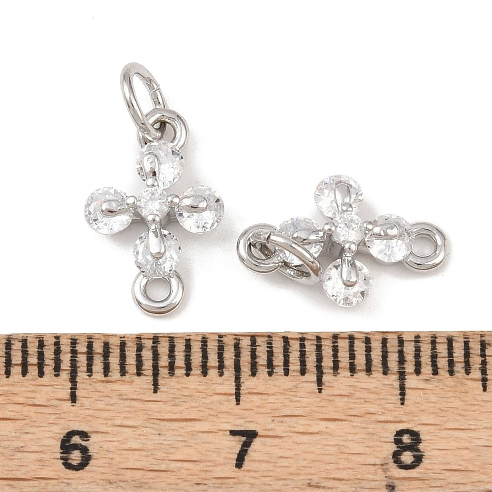 Mellemled Med Kubiske Zirkonia – Langtidsholdbar Platinbelagt Messing (13x8,5x4mm) - Uniq Perler - 119070