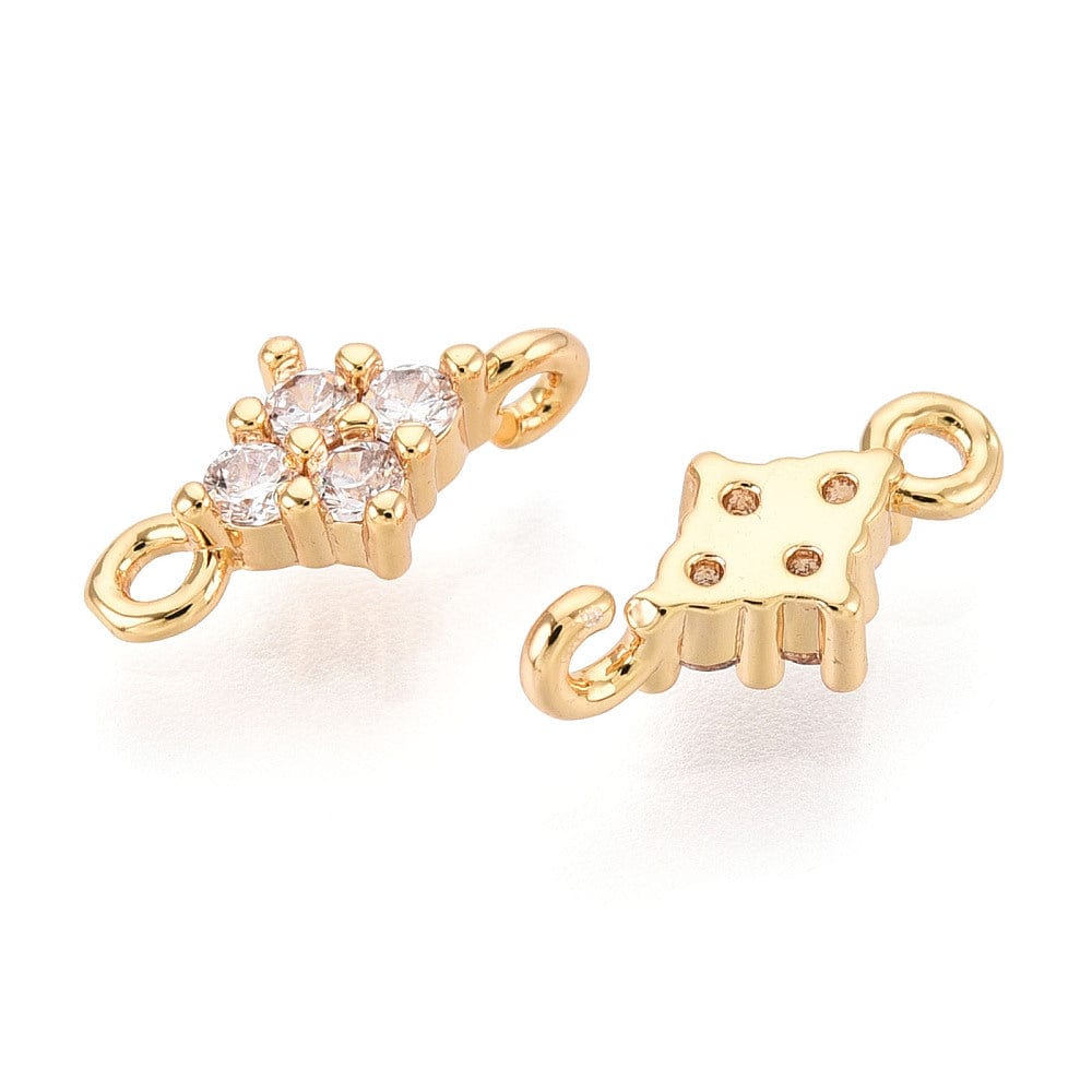 Mellemled Med Zirkonia Sten - 18K Langtidsholdbar Forgyldt (12x5,5mm) 2 stk - Uniq Perler - 115460