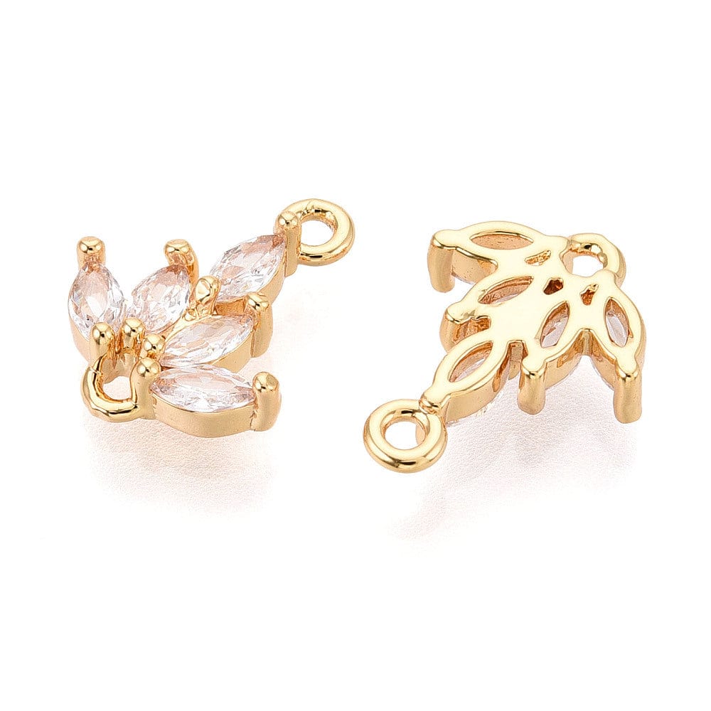 Mellemled Med Zirkonia Sten - 18K Langtidsholdbar Forgyldt (13x10mm) 2 stk. - Uniq Perler - 115459