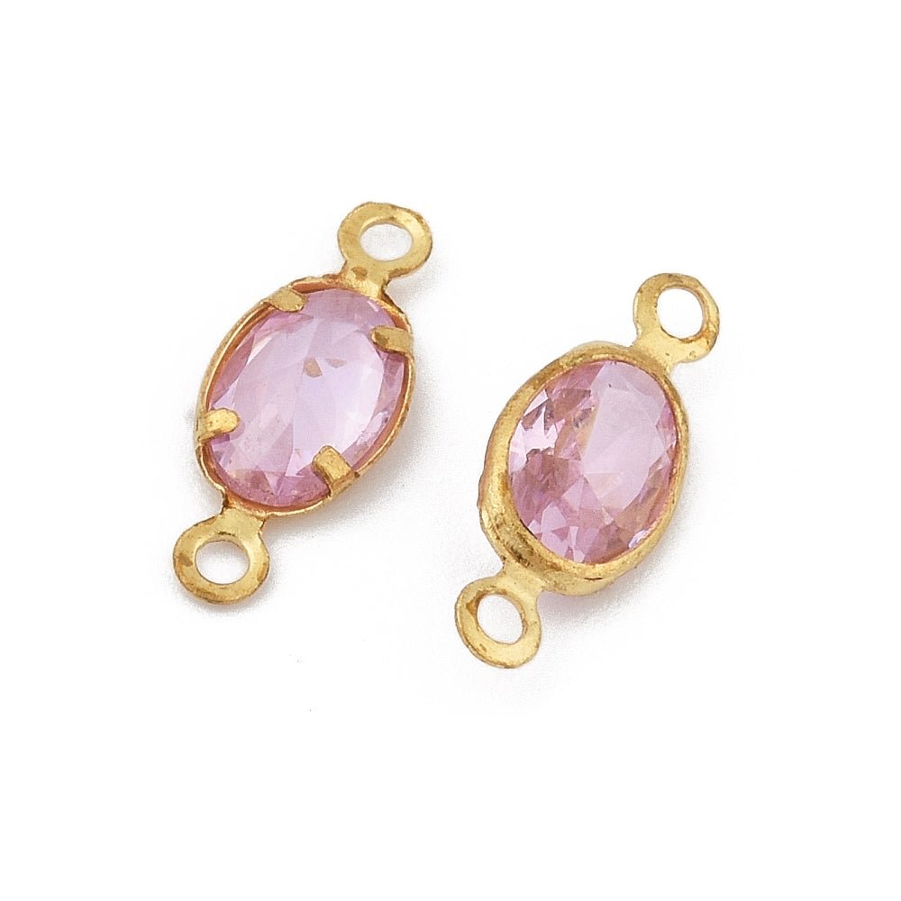 Mellemled Oval – Zirkonia Forgyldt (11.5mm, 10 stk) - Uniq Perler - 117656