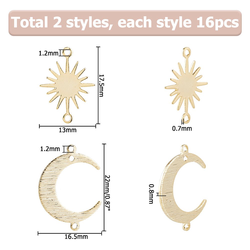 Mellemled Sol & Måne – 24K Forgyldt Langtidsholdbar (32 stk) - Uniq Perler - 117684