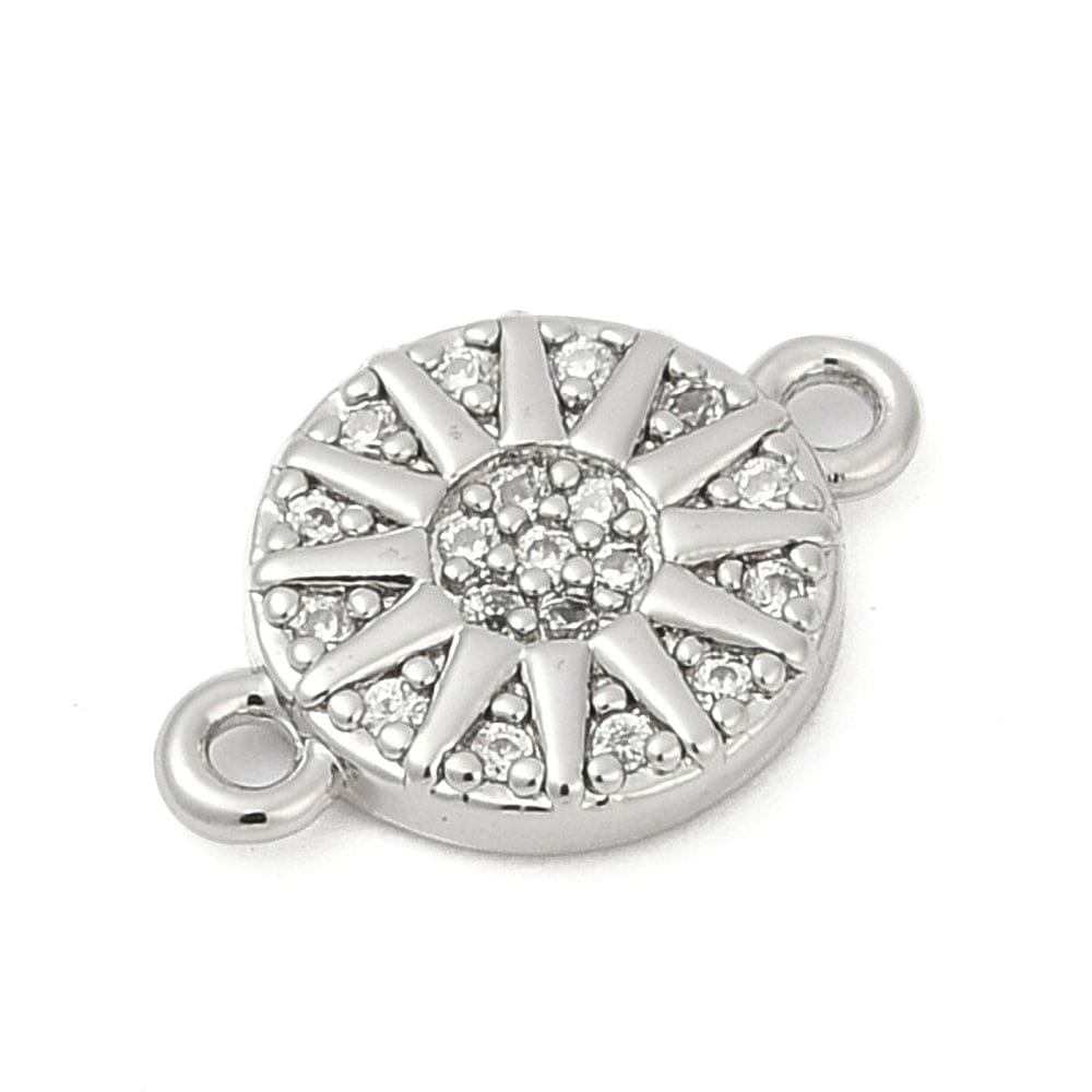 Mellemled/Link Med Zirkonia Sten, Platin Farvet, 13x9mm - Uniq Perler - 699756