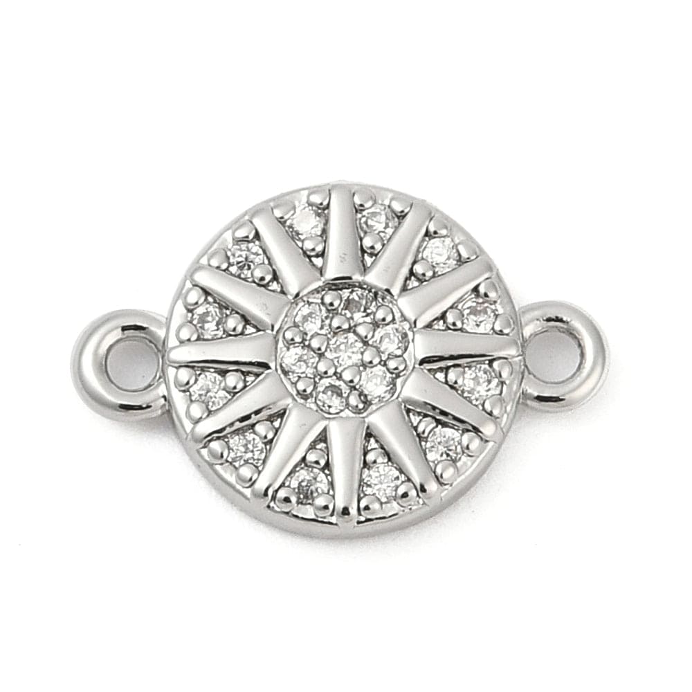 Mellemled/Link Med Zirkonia Sten, Platin Farvet, 13x9mm - Uniq Perler - 699756