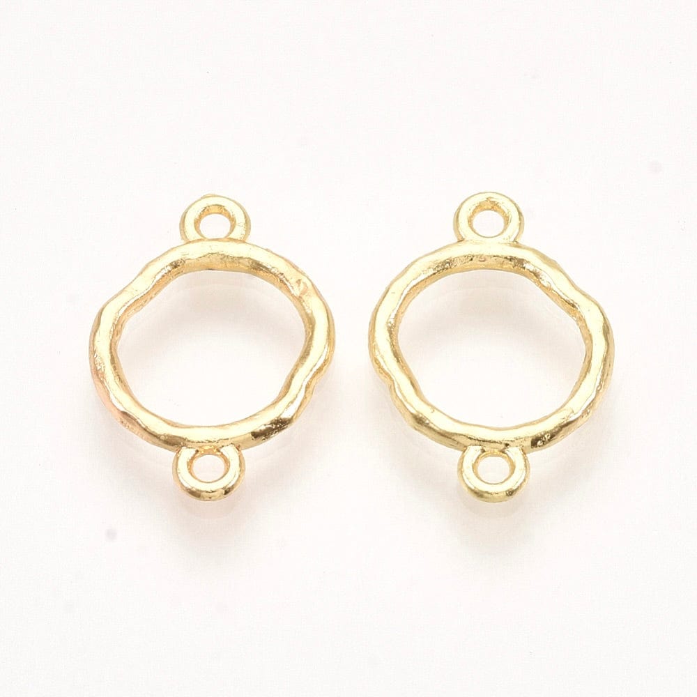 Mellemled/Links Med Hamret Overflade - Forgyldt (15x9mm) 6 Stk - Uniq Perler - 0000014746