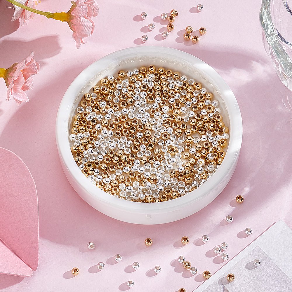 Mellanledspärlor – Långtidshållbar Förgylld Mässing, Färgmix (3,5 mm) 400 st.