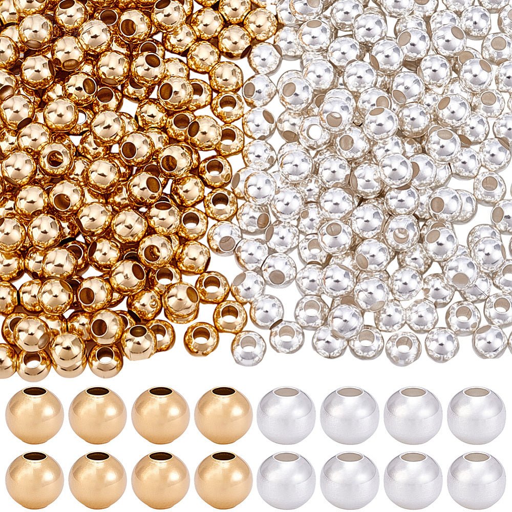 Mellanledspärlor – Långtidshållbar Förgylld Mässing, Färgmix (3,5 mm) 400 st.