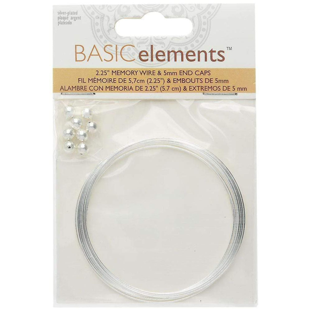 Memory Wire Inkl. Endeperler – Forsølvet Messing (0,8mm, 12 Ringe) - Uniq Perler - 623730
