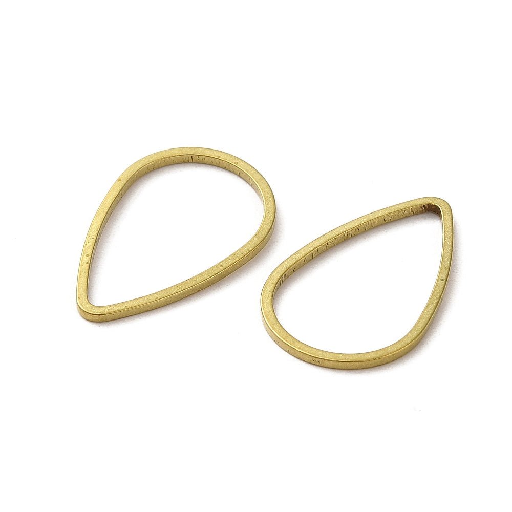 Messing Dråber – Gyldne Teardrop Links (14x21,5mm, 6 stk) - Uniq Perler -