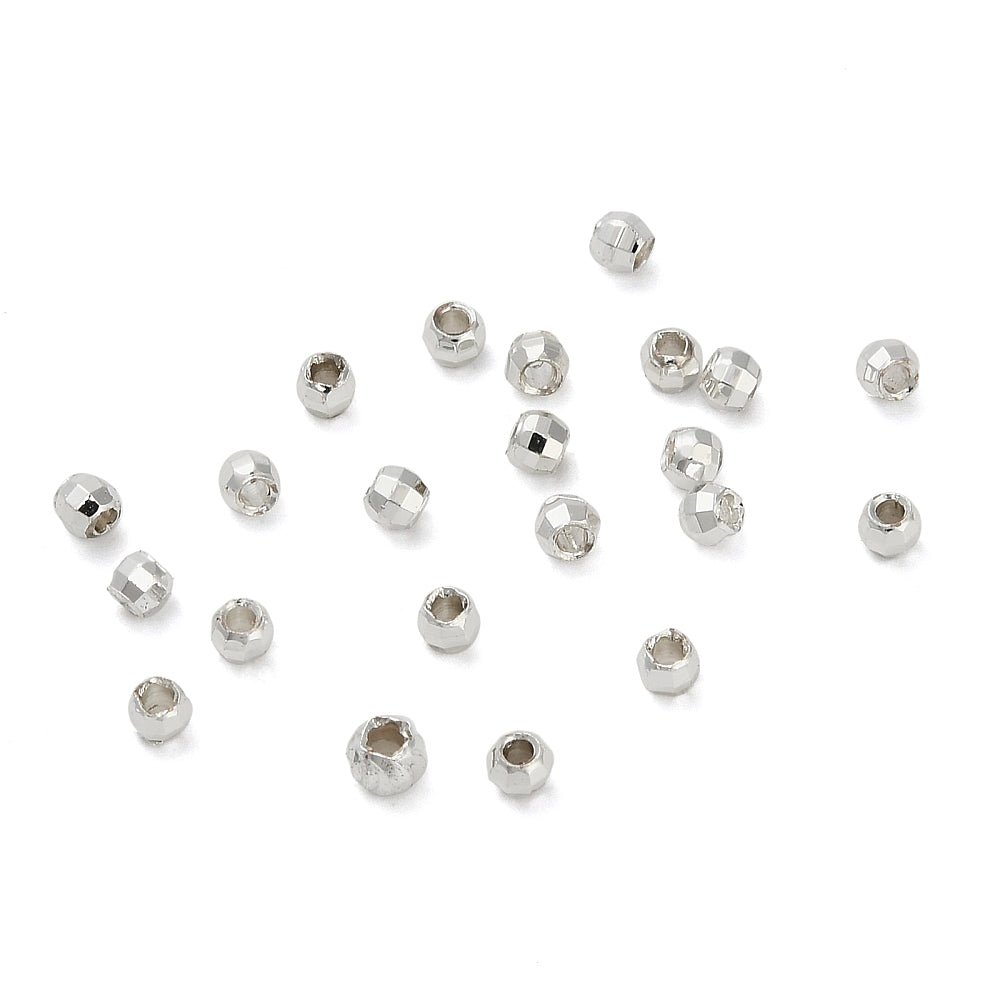 Messing Perler – Langtidsholdbar Forsølvet, Facetteret Rondel (2,5x2mm) - Uniq Perler - 119684