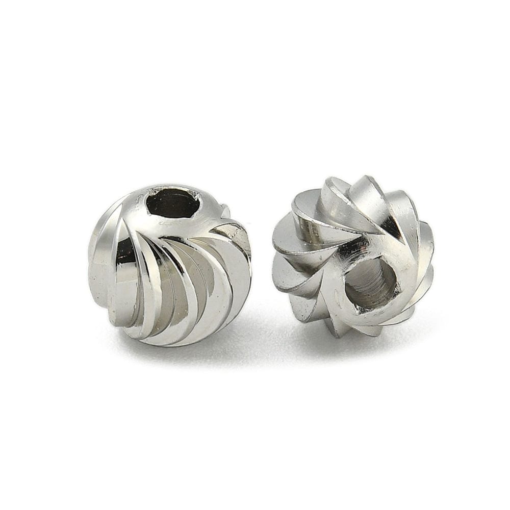 Messing Perler Med Mønster, Langtidsholdbar Platin Belægning, 8x6mm, 10 stk. - Uniq Perler - 113594