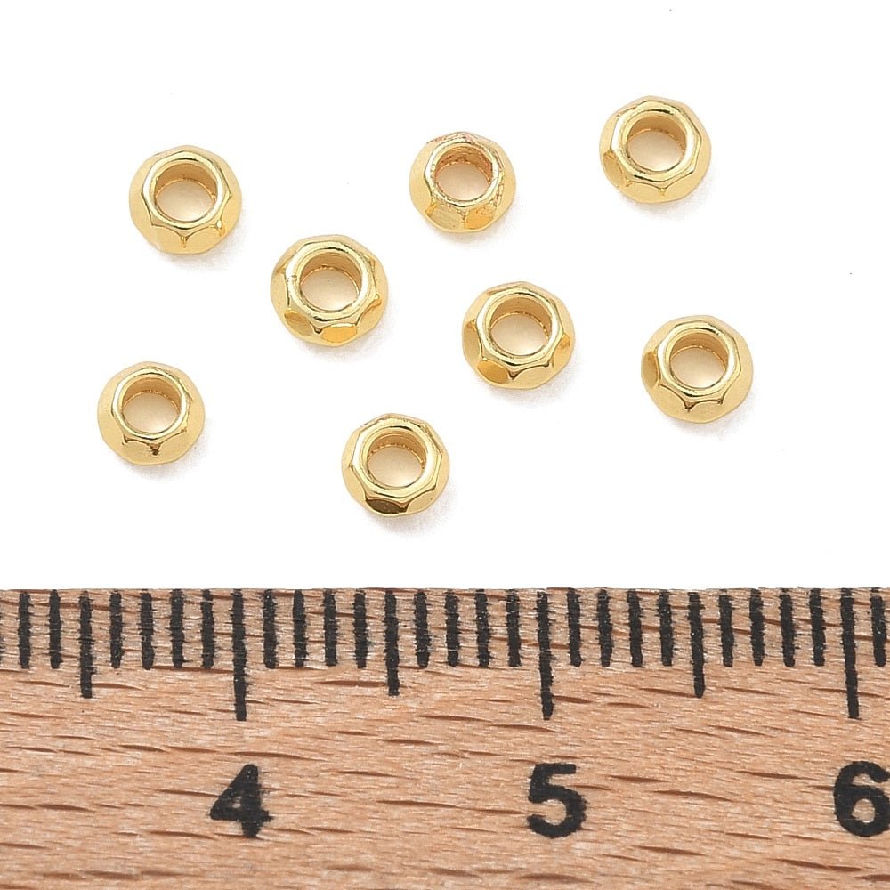 Messing Perler – Rondel, 18K Langtidsholdbar Forgyldt (4x2mm) 6 stk. - Uniq Perler - 122552