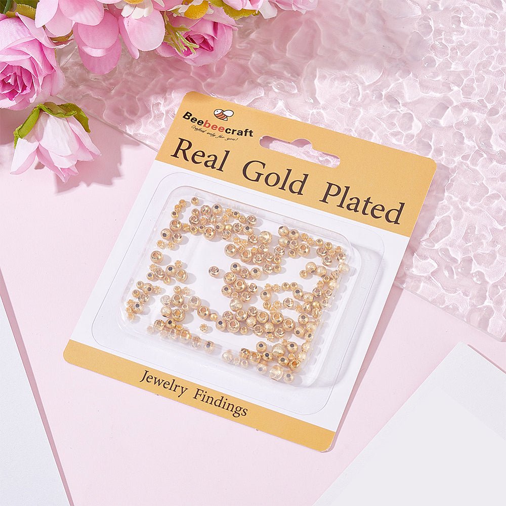 Messingperler Mix – Langtidsholdbar 18K Forgyldning (200 stk.) - Uniq Perler - 122144