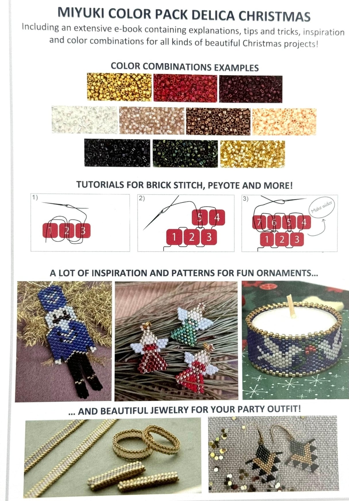 Miyuki Delica Julesæt – 16 Farver Inkl. E - bog - Uniq Perler - 1111489876