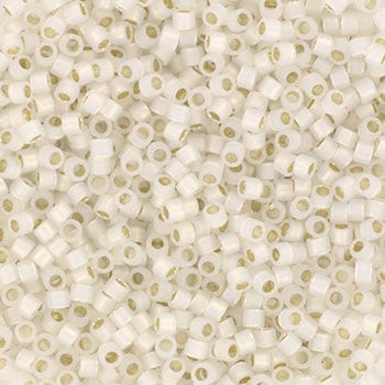 Miyuki Delica Perler, DB 221, Gilt Lined White Opal, 11/0 - Uniq Perler - 112028
