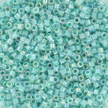 Miyuki Delica Perler, DB 79, Green Lined Turquoise Crystal AB, 11/0 - Uniq Perler - 797988