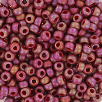 Miyuki seed beads 8/0 - opaque glazed frosted rainbow red 4696