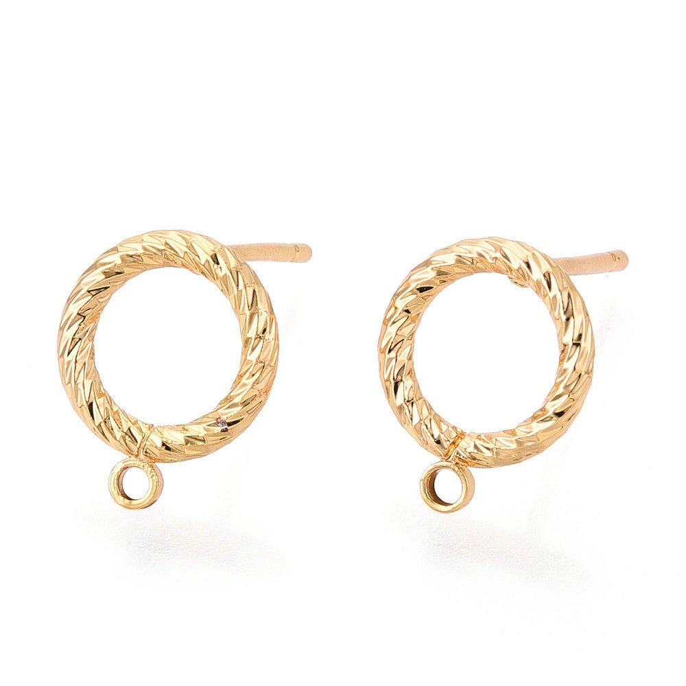 Mønstret Ørestikker – 18 Karat Forgyldt, langtidsholdbar (11x9mm) - Uniq Perler - 117060