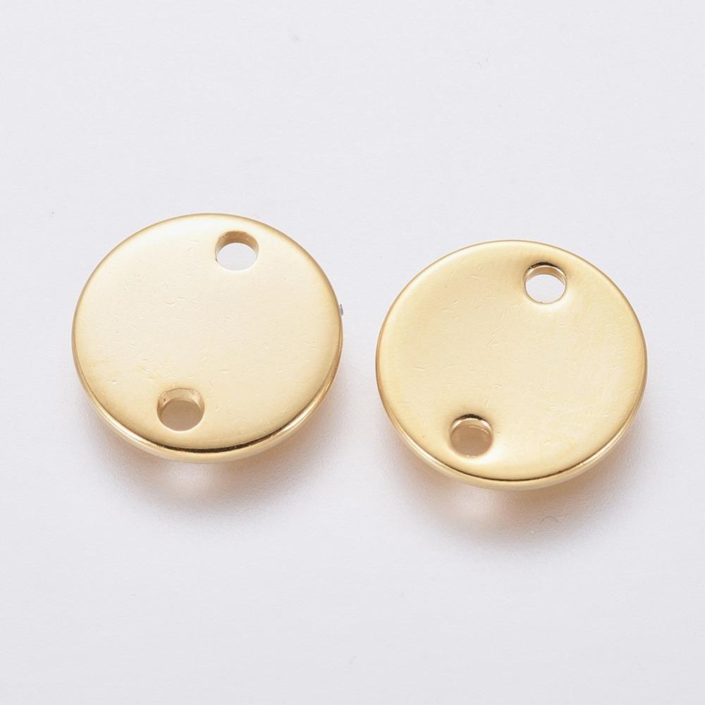 Møntformet Connector, Forgyldt Stål, 8mm, 10 Stk - Uniq Perler - 111328