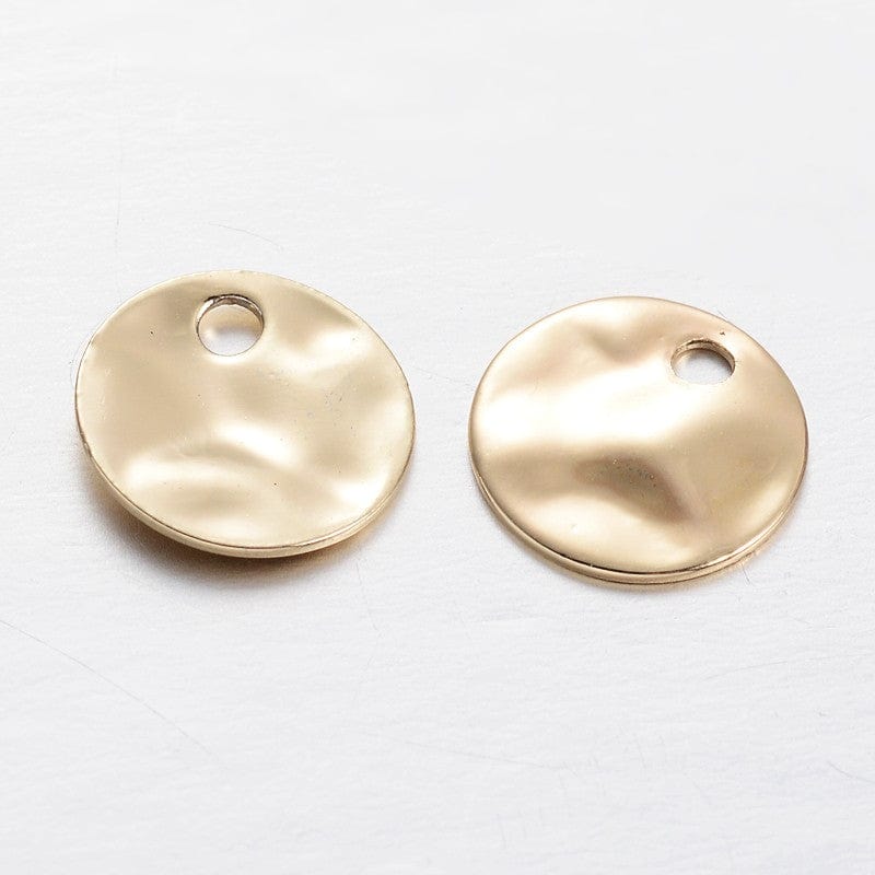 Møntformet Vedhæng, Forgyldt, 8x0,7mm, 10 Stk - Uniq Perler - 112059