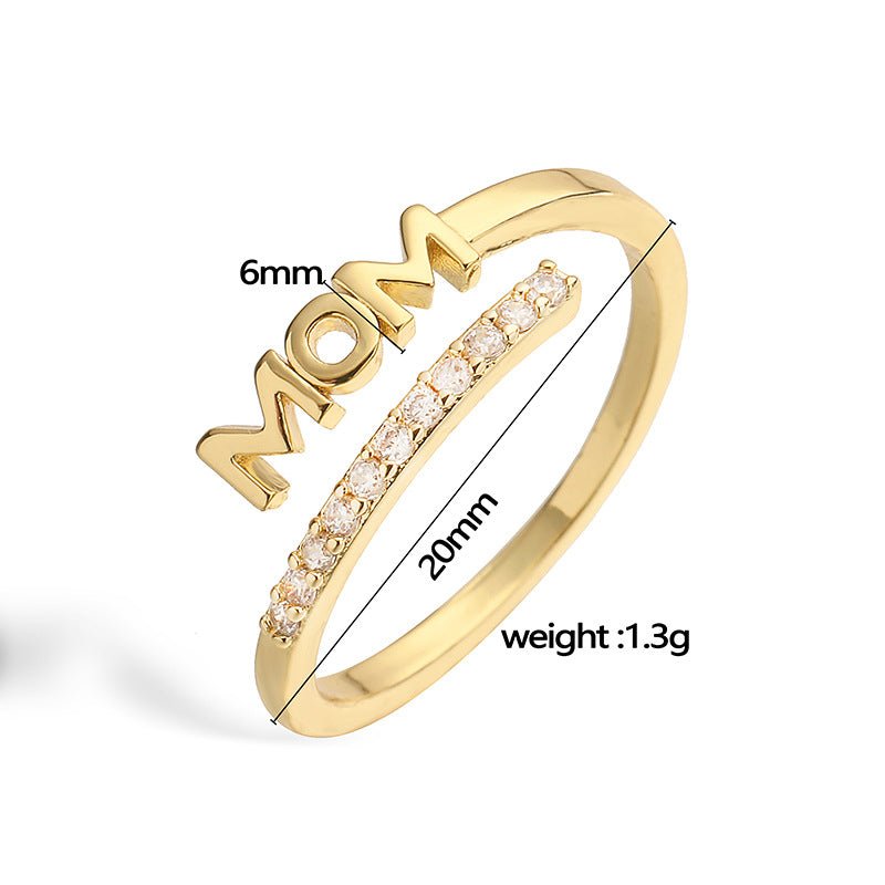 Mor Ring Med Zirkonia – 18K Forgyldt Messing - Regulerbar - Uniq Perler - 123100