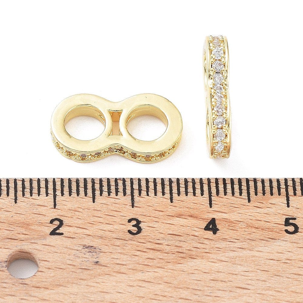 Multi Links Connector Med Zirkonia Sten, 18K Forgyldt, 17x9x9mm - Uniq Perler - 1111490449