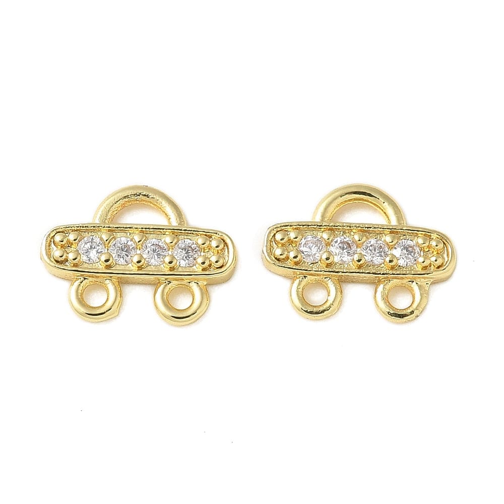 Multi Links Connector Med Zirkonia Sten, 18K Langtidsholdbar Forgyldt, (10x7mm), 2 stk. - Uniq Perler - 114735