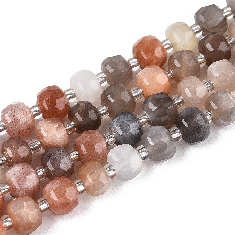 Multi Månesten Perler – Facetterede Rondeller (7~8.5mm) - Uniq Perler -