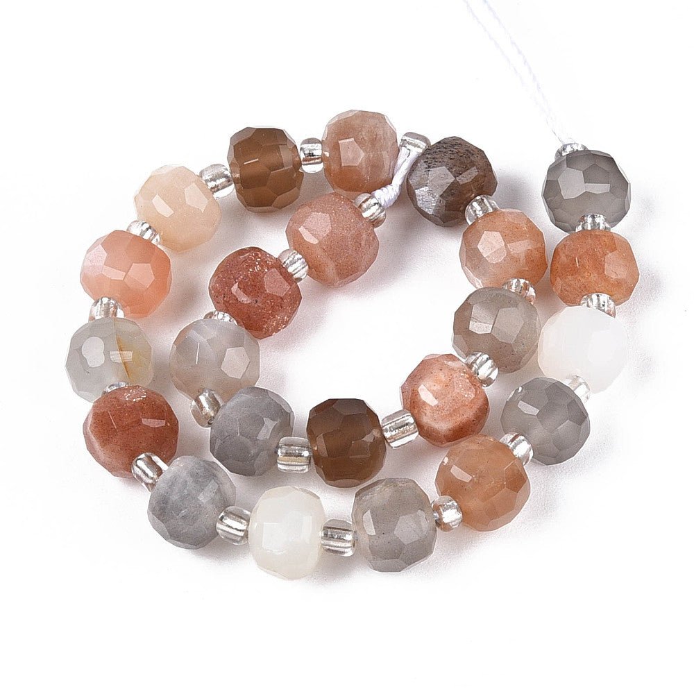 Multi Månesten Perler – Facetterede Rondeller (7~8.5mm) - Uniq Perler -