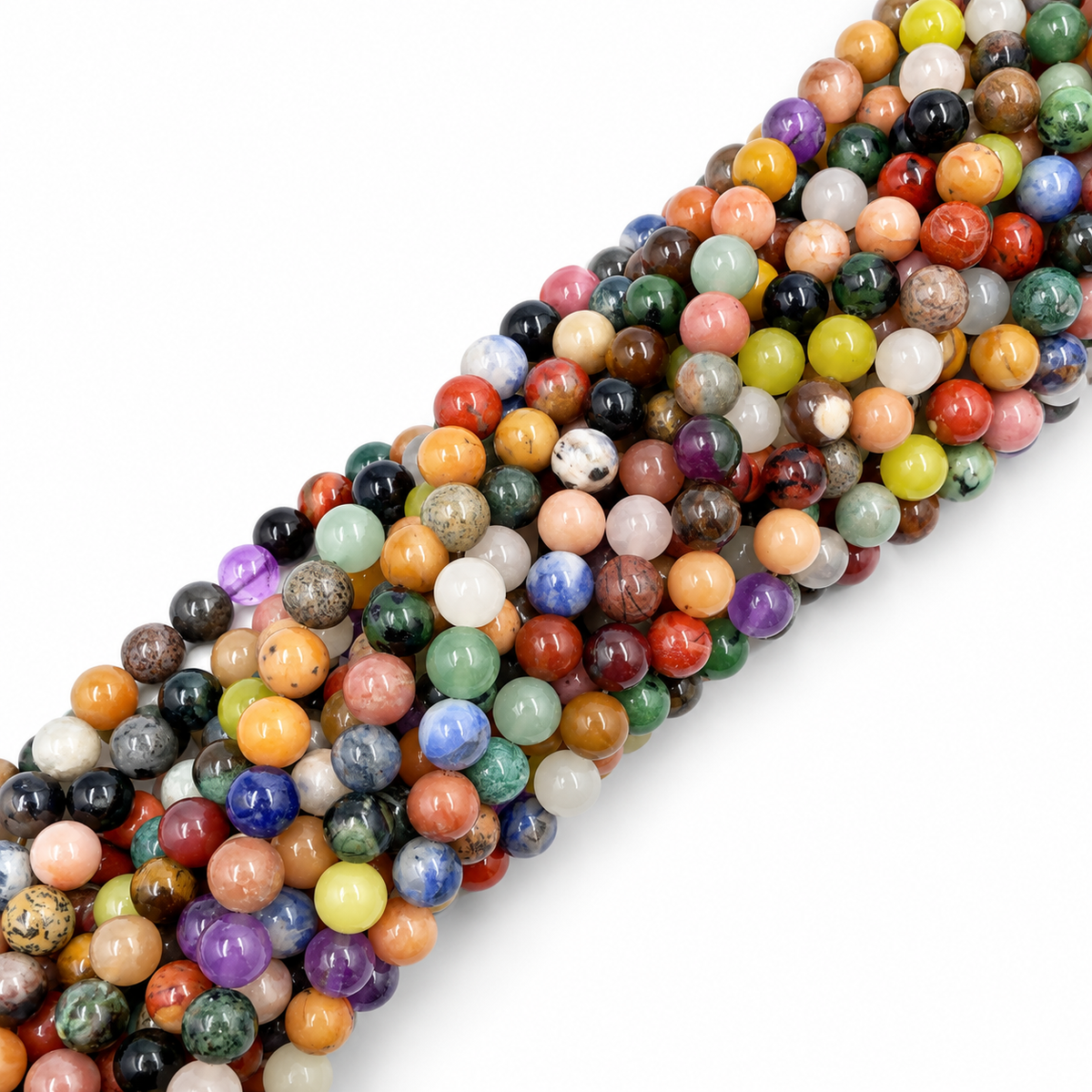 Natursten Mix – Assorterede Farver, Runde (6mm) - Uniq Perler - 147248