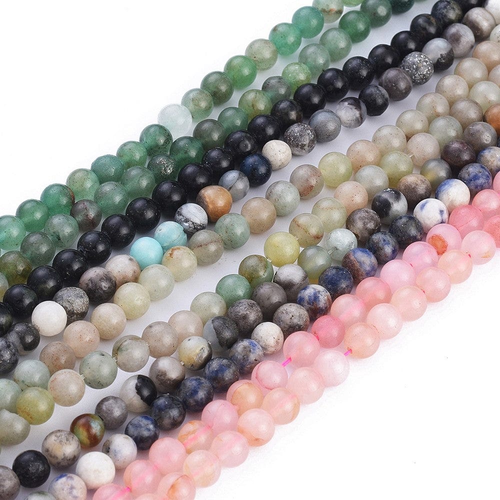 Natural Stone – Mixed Colors, Round (6mm, 10 Strands) - Uniq Perler - 112459